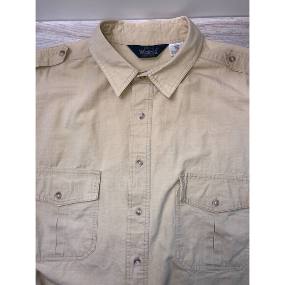Woolrich Men's Size XL Heavyweight Tan Khaki Short Sleeve Button Up Shirt - Picture 1 of 7